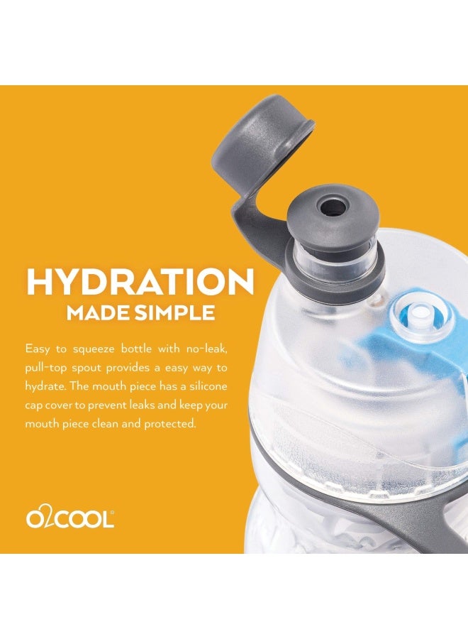 O2COOL Mist N Sip Misting Water Bottle 2in1 Mist And Sip Function With No Leak Pull Top Spout Reusable Sports Water Bottle  20 oz Teal Purple Splash - Image 4