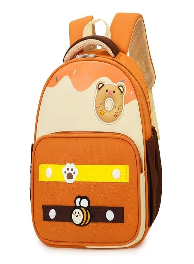Brand Conquer Unicorn Children's Schoolbags Primary School Girls Boys Students Cartoon Unicorn Backpack Double Shoulder Bag For Girls Kids 6-7-8 Years Old Water-Resistant (Bear With Bee orange) - Image 1