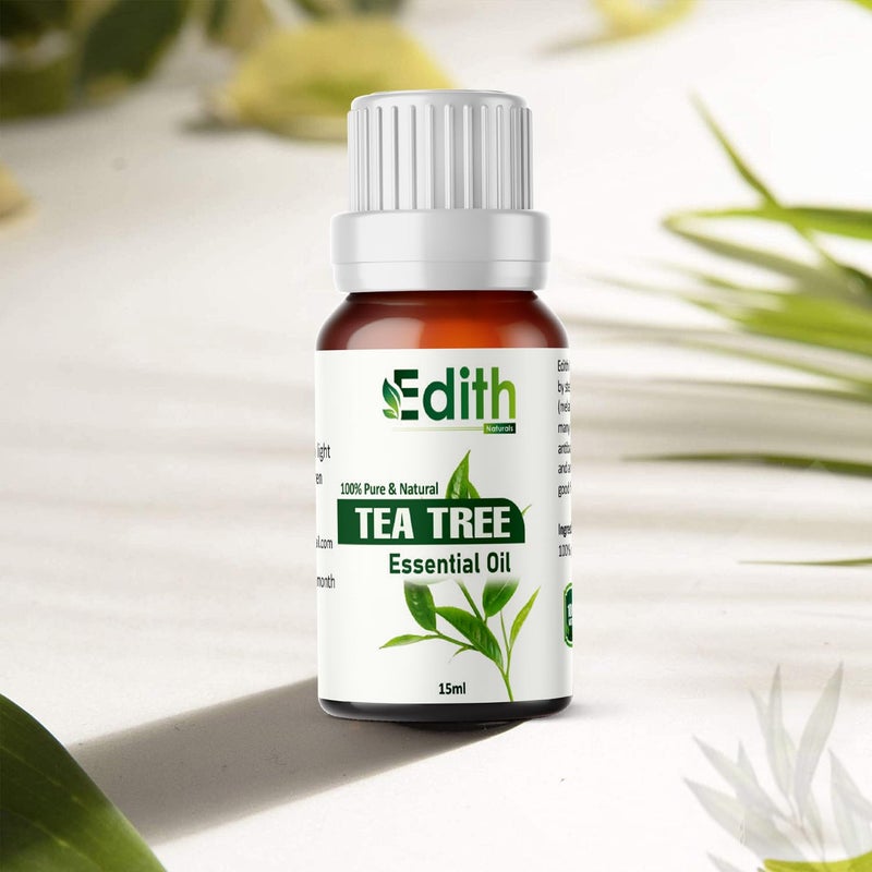 EDITH Edith Naturals Tea Tree Essential Oils for Skin Hair Face Acne CareDandruff 100 Pure Natural and Undiluted Therapeutic Grade Essential Oil Tea Tree 15ML  - Image 1