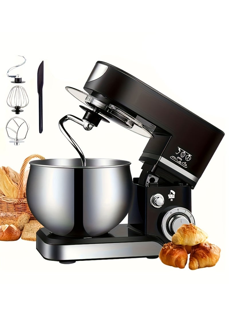 Electric Stand Mixer, 1200W  6 Speeds Dough Maker Machine, Kitchen Mixer Splash Guard Convenient Design for Daily Use with Egg Whisk, Dough Hook, Flat Beater