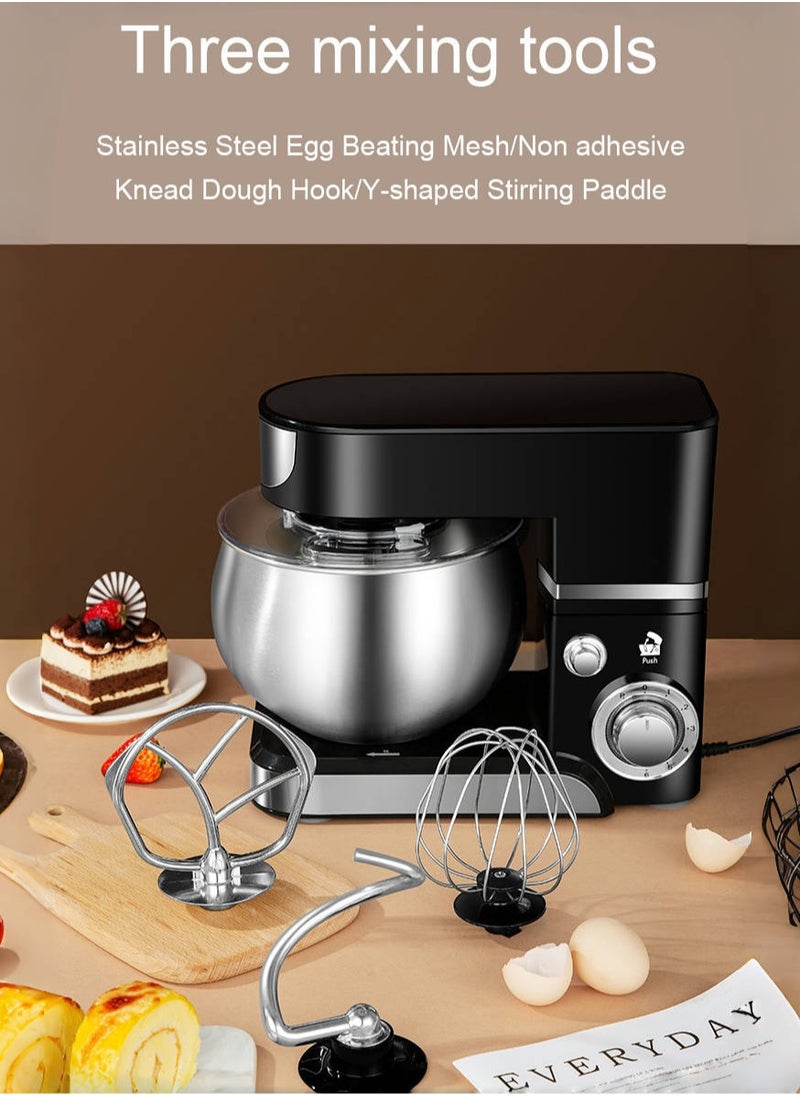 Electric Stand Mixer, 1200W  6 Speeds Dough Maker Machine, Kitchen Mixer Splash Guard Convenient Design for Daily Use with Egg Whisk, Dough Hook, Flat Beater