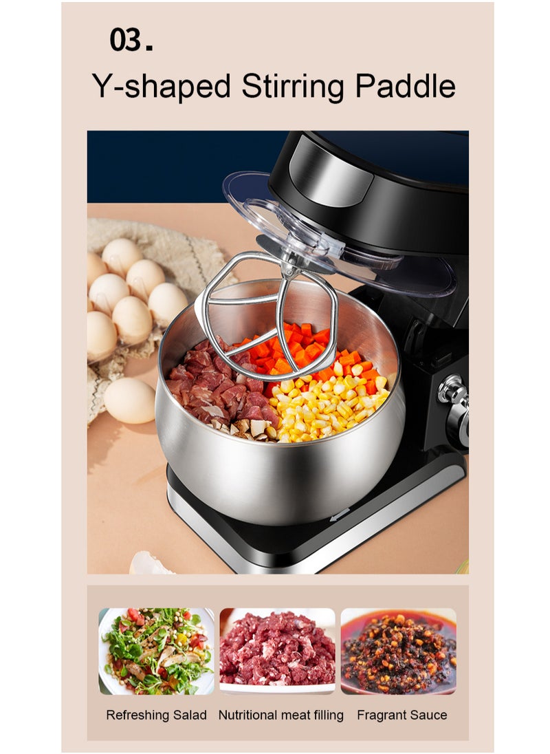 Electric Stand Mixer, 1200W  6 Speeds Dough Maker Machine, Kitchen Mixer Splash Guard Convenient Design for Daily Use with Egg Whisk, Dough Hook, Flat Beater