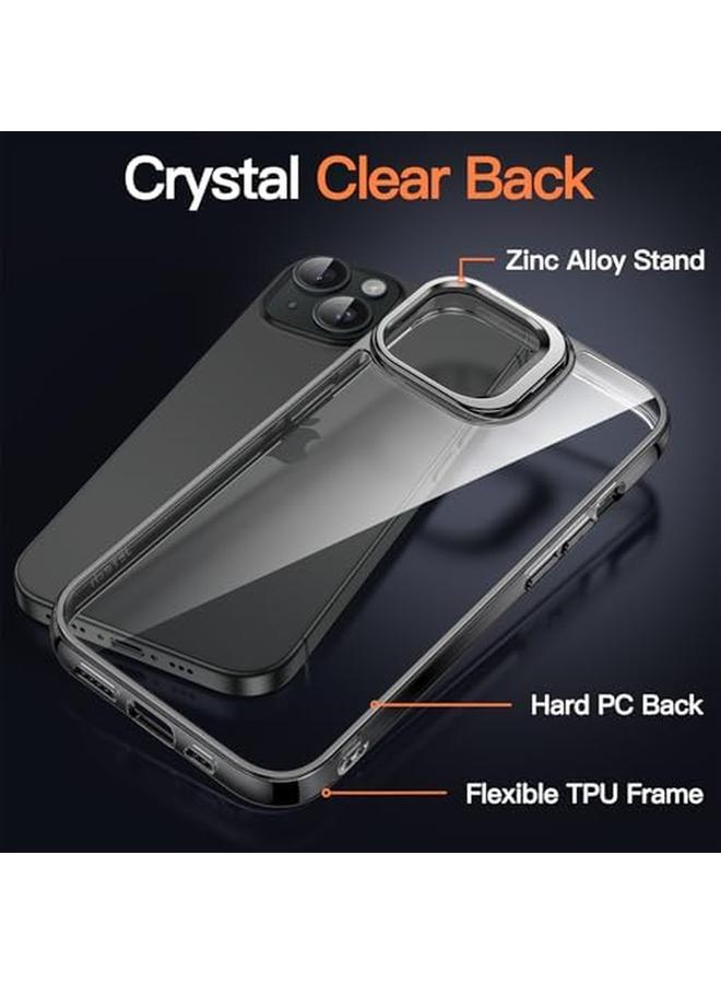 جي تيك جراب مسند لهاتف آيفون 15 مقاس 6.1 بوصة مزود بحلقة للكاميرا المدمجة غير قابلة للاصفرار ومضادة للصدمات ومضادة للخدش وظهر شفاف باللون الأسود - Image 4