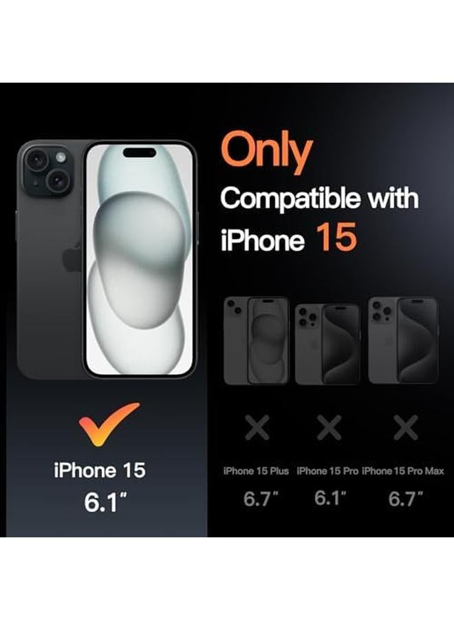 جي تيك جراب مسند لهاتف آيفون 15 مقاس 6.1 بوصة مزود بحلقة للكاميرا المدمجة غير قابلة للاصفرار ومضادة للصدمات ومضادة للخدش وظهر شفاف باللون الأسود - Image 2