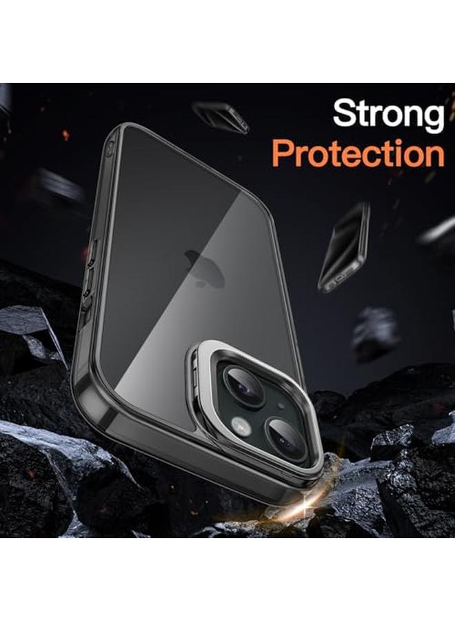 جي تيك جراب مسند لهاتف آيفون 15 مقاس 6.1 بوصة مزود بحلقة للكاميرا المدمجة غير قابلة للاصفرار ومضادة للصدمات ومضادة للخدش وظهر شفاف باللون الأسود - Image 5