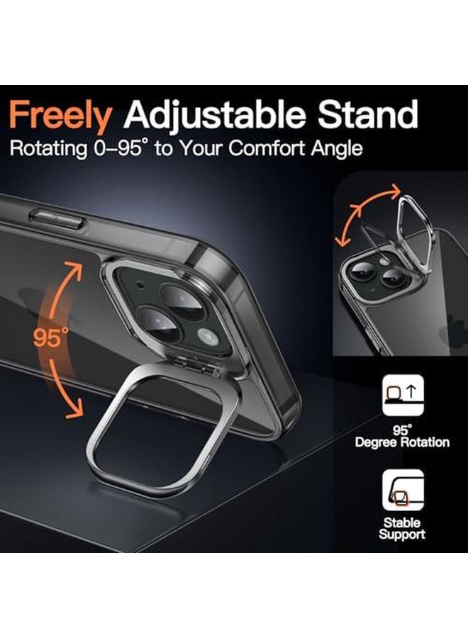جي تيك جراب مسند لهاتف آيفون 15 مقاس 6.1 بوصة مزود بحلقة للكاميرا المدمجة غير قابلة للاصفرار ومضادة للصدمات ومضادة للخدش وظهر شفاف باللون الأسود - Image 3