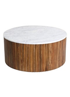 Homez Homez coffee table wood and marble in brown, 40*90*90cm  - Image 1