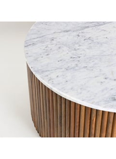 Homez Homez coffee table wood and marble in brown, 40*90*90cm  - Image 2