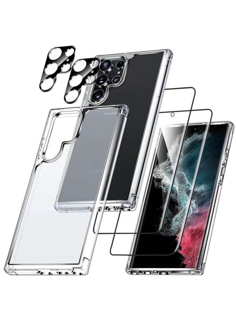 ELTRAZONE [5-in-1]For Samsung Galaxy S23 Ultra Case,2 Packs Camera Lens Protector + 2 Packs HD Tempered Glass Screen Protector,All-Round Protection, Shockproof, Anti-Scratches Kit (S23Ultra) - Image 1