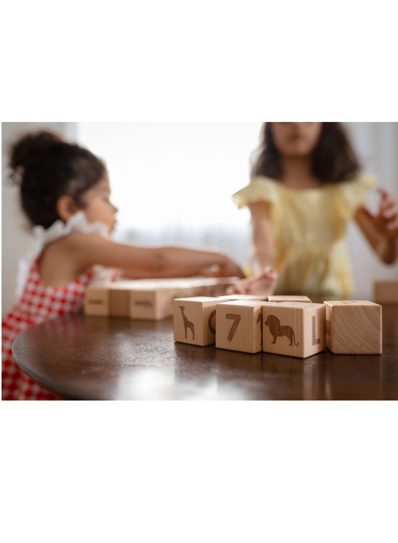 بيرتش آند باغز مكعبات تعليمية خشبية - لعبة الكلمات التهجئة الخشبية الساخنة للأطفال، ألعاب تعليمية تعليمية مبكرة للأطفال، صندوق ألغاز خشبي للأطفال، لعبة تعليم مونتيسوري، حزمة من 26 قطعة - Image 2