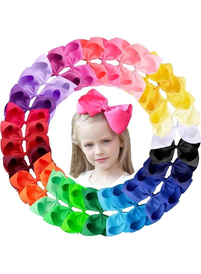 Oaoleer Hair Bows Clips Grosgrain Ribbon Bows Hair Alligator Clips Hair Barrettes Hair Accessories for Girls Toddler Infants Kids Teens Children (8inch) - Image 1
