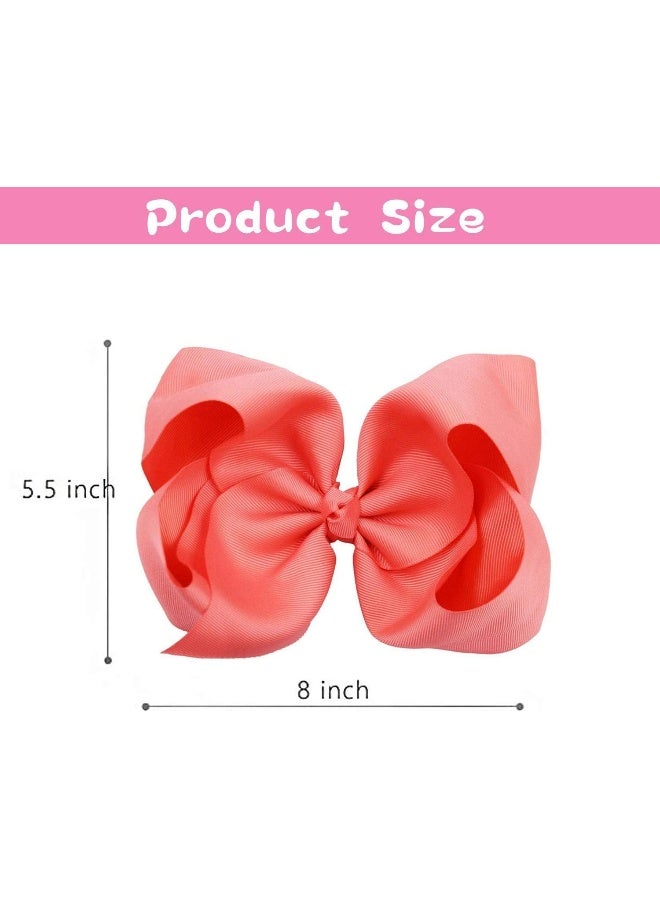 Oaoleer Hair Bows Clips Grosgrain Ribbon Bows Hair Alligator Clips Hair Barrettes Hair Accessories for Girls Toddler Infants Kids Teens Children (8inch) - Image 4