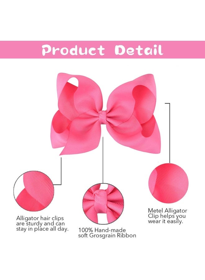 Oaoleer Hair Bows Clips Grosgrain Ribbon Bows Hair Alligator Clips Hair Barrettes Hair Accessories for Girls Toddler Infants Kids Teens Children (8inch) - Image 5