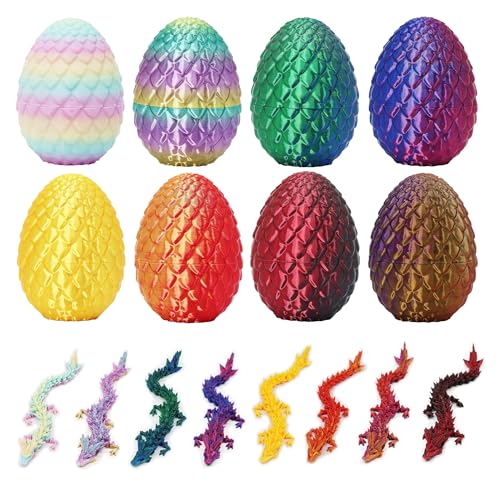 FoxVilla Dragon Eggs with Dragons Inside 8 Piece Set Mini Crystal Fidget Toys Easter Basket Stuffers - Image 1