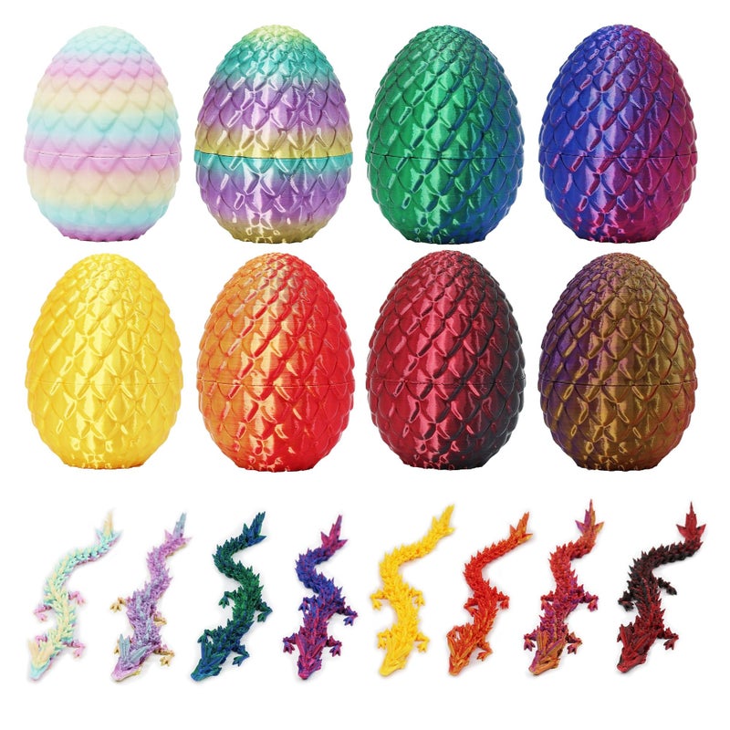 FoxVilla Dragon Eggs with Dragons Inside 8 Piece Set Mini Crystal Fidget Toys Easter Basket Stuffers - Image 3