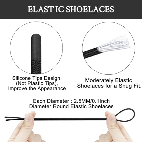 Endoto Elastic Shoelaces for ON Cloud 5 & 6 No Tie Replacements Shoes Laces Stretchy Bungee Running Training(Color:Black,Size:24Inch) - Image 5