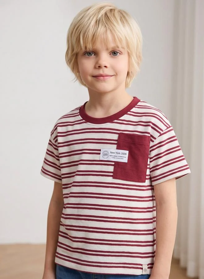 Take Two Boys Stripe with Patch Pocket T-Shirt By Juniorloom