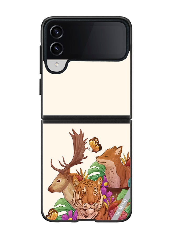 VR CREATIVE Protective Case Cover For Samsung Galaxy Z Flip4 Wild Animals Design Multicolour - Image 1