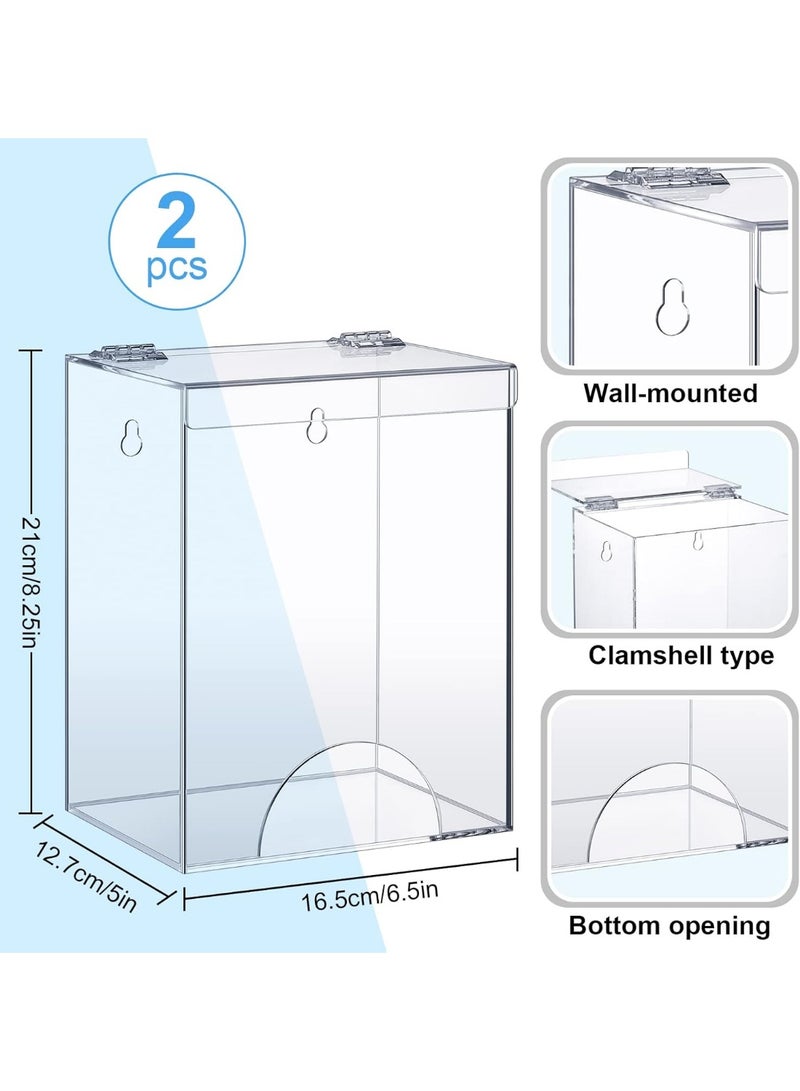 Slasa SLASA 2 Pcs Large Acrylic Dispenser 6.5"x5"x8.25" – Wall Mount or Tabletop Clear PPE Organizer for Emesis Bags, Hair Nets, Shoe Covers, Gloves, Goggles, Beard Nets – Set of 2  - Image 2
