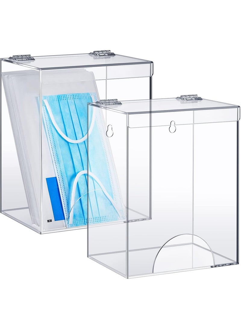 Slasa SLASA 2 Pcs Large Acrylic Dispenser 6.5"x5"x8.25" – Wall Mount or Tabletop Clear PPE Organizer for Emesis Bags, Hair Nets, Shoe Covers, Gloves, Goggles, Beard Nets – Set of 2  - Image 1