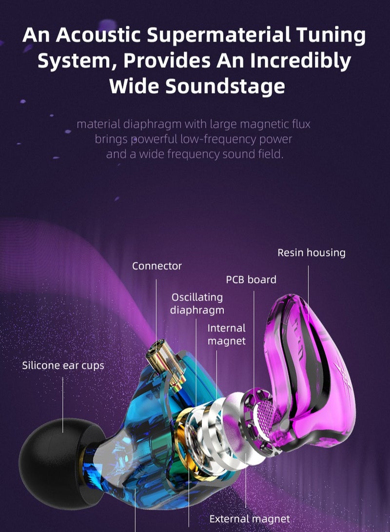 سماعات سلكية بتصميم داخل الأذن 1 درايفر ديناميكي، جهير عالي الجودة HIFI، سماعات رياضية مانعة للضوضاء مع ميكروفون، كابل قابل للفصل بمقبس 2 دبوس. - Image 3