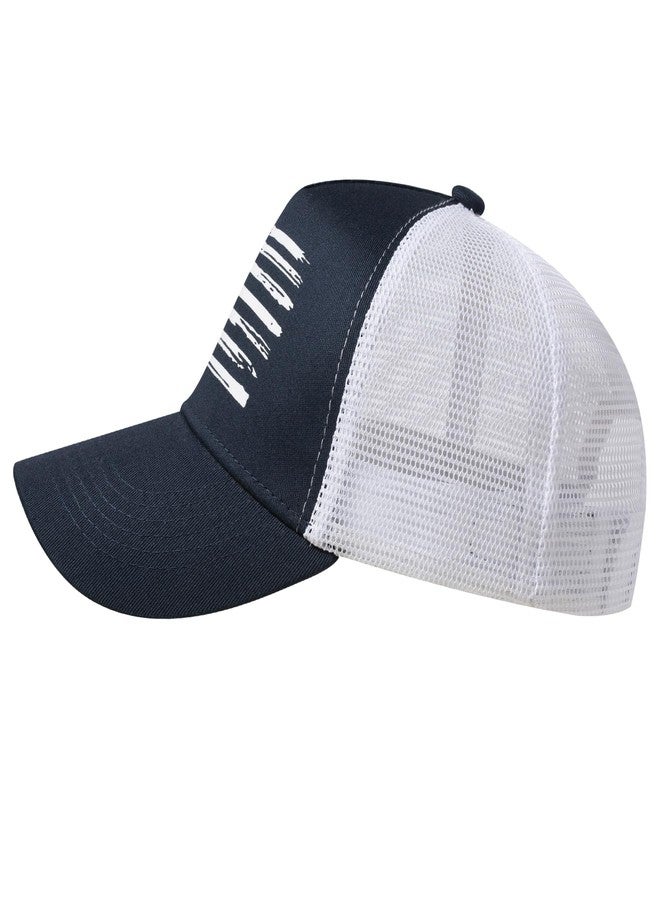 VIONLAN Baseball Cap American Flag Trucker Hat for Men Women 3D Embossed Logo Adjustable Outdoor Mesh Snapback Hat, Navy/White Flag, One size - Image 3