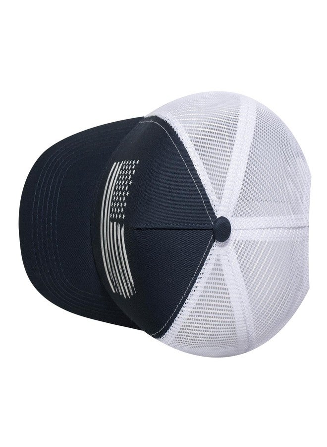VIONLAN Baseball Cap American Flag Trucker Hat for Men Women 3D Embossed Logo Adjustable Outdoor Mesh Snapback Hat, Navy/White Flag, One size - Image 4