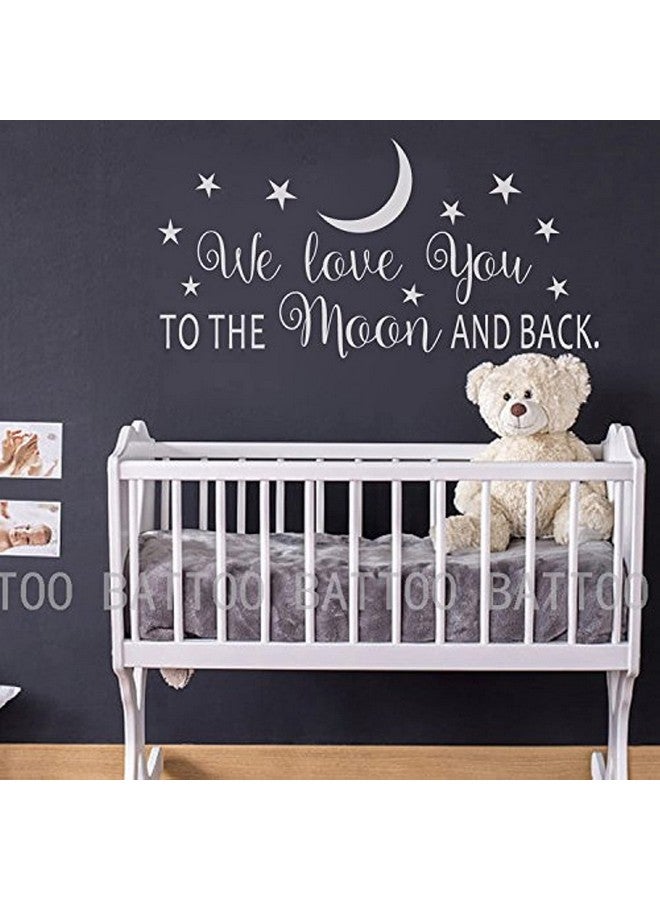 BATTOO We Love You to The Moon and Back Wall Decal - Moon and Stars Nursery Decals - Children Wall Decor - White, 30" WX15 H
