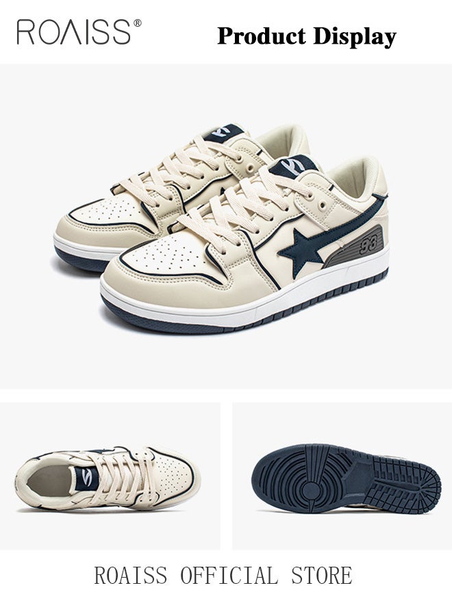 رويس أحذية رياضية أنيقة للنساء بنقشة نجوم، أحذية برباط منخفضة، أحذية رياضية غير رسمية للنساء، أحذية مسطحة متعددة الاستخدامات بنعل مانع للانزلاق، مناسبة للارتداء اليومي والأنشطة الخارجية - Image 5