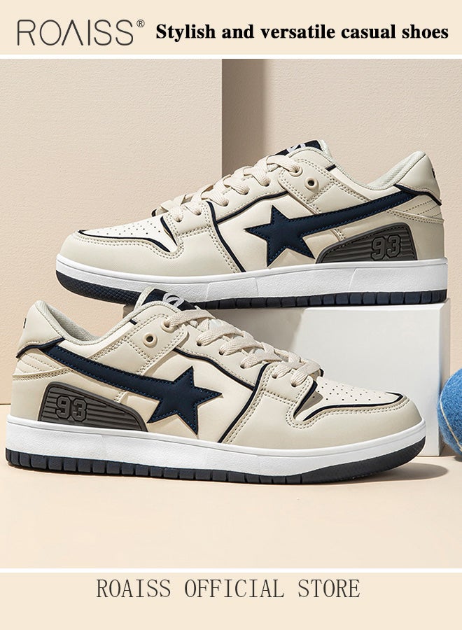 رويس أحذية رياضية أنيقة للنساء بنقشة نجوم، أحذية برباط منخفضة، أحذية رياضية غير رسمية للنساء، أحذية مسطحة متعددة الاستخدامات بنعل مانع للانزلاق، مناسبة للارتداء اليومي والأنشطة الخارجية - Image 2