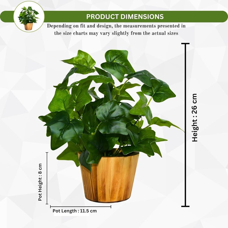 fancymart Artificial Plant Leaves in Wooden Pot Perfect Potted Decoration for Home Living Room & Office Spaces Décor Height - 26cm - Image 4