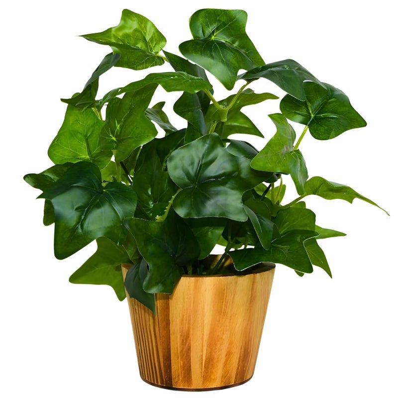 fancymart Artificial Plant Leaves in Wooden Pot Perfect Potted Decoration for Home Living Room & Office Spaces Décor Height - 26cm - Image 1