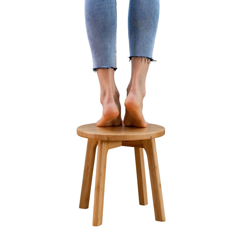 GOBAM Bamboo Step Stool 118 inches  Portable Wooden Stool for Adults Kids Kitchen Bathroom Bedroom Toy Room  300 lbs Capacity