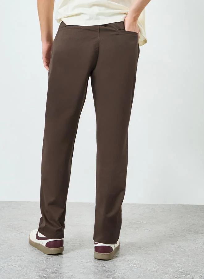 Styli Brown Men Cotton Relaxed Fit Pants for Men | Best Price UAE