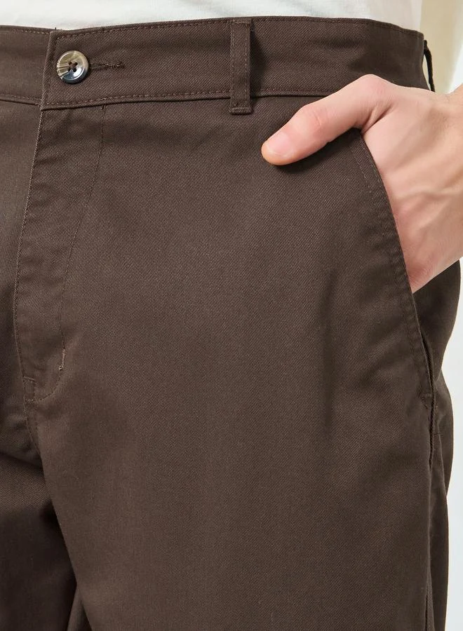 Styli Brown Men Cotton Relaxed Fit Pants for Men | Best Price UAE