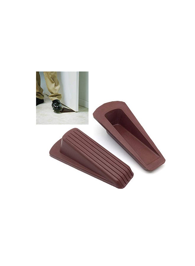 Classic Door Stopper Rubber - Sturdy And Durable Security Door Stop Wedge, Fit Multi Surface And Non Scratching, Gap Up To 1.2 Inches(3 Pack, Brown) 
