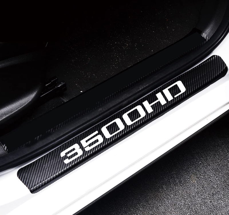 MAXDOOL 4Pcs Car Door Sill Protector Reflective 4D Carbon Fiber Sticker Decoration Door Entry Guard Door Sill Scuff Plate Stickers Compatible with Sierra 3500HD White