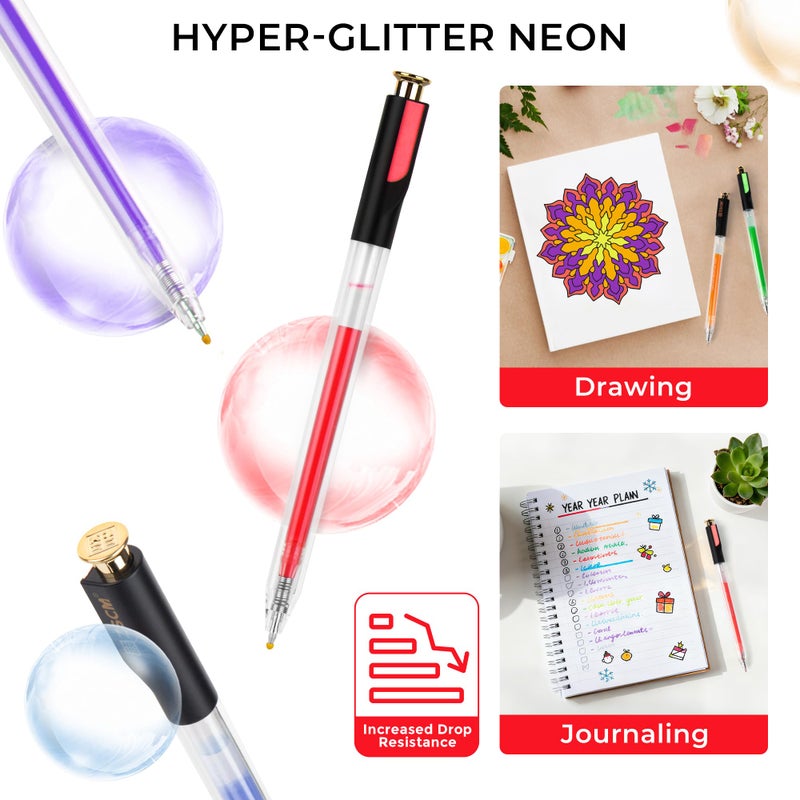 ZSCM Retractable Neon Gel Pens, 7 Colors Large Capacity Ultra Fluorescent Gel Ink Pens for Adult Coloring, 1.0 mm Fine Point Smooth Writing Color Pen for Highlighting Note Taking Aesthetic Art Supplies - Image 5