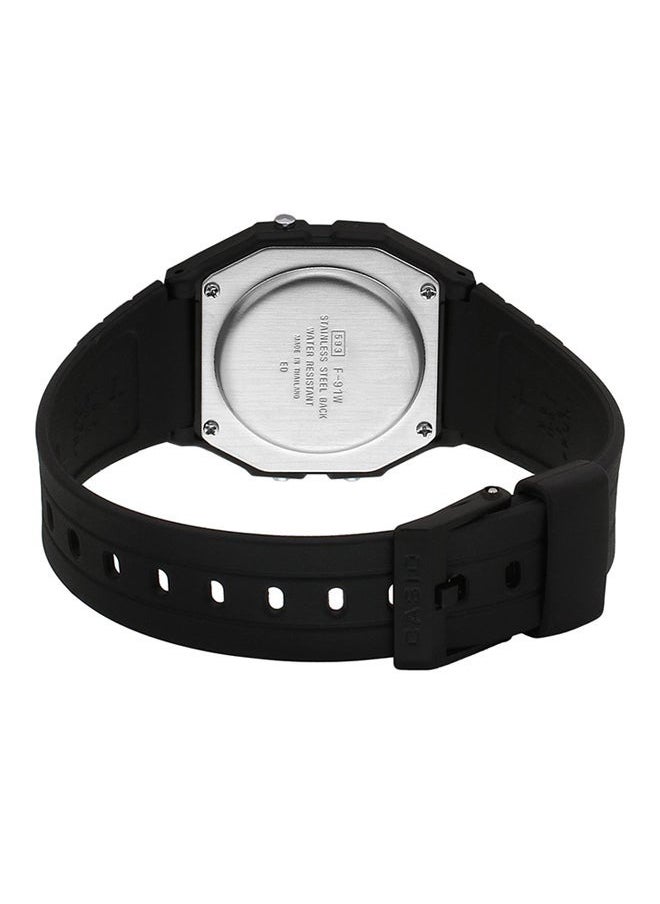 Vintage Resin Digital Watch F-91W-1DG, Men's Classic Quartz Watch with Resin Strap, Multi-Function Sport Watch