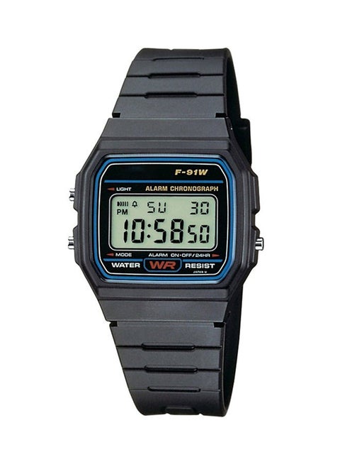 Vintage Resin Digital Watch F-91W-1DG, Men's Classic Quartz Watch with Resin Strap, Multi-Function Sport Watch