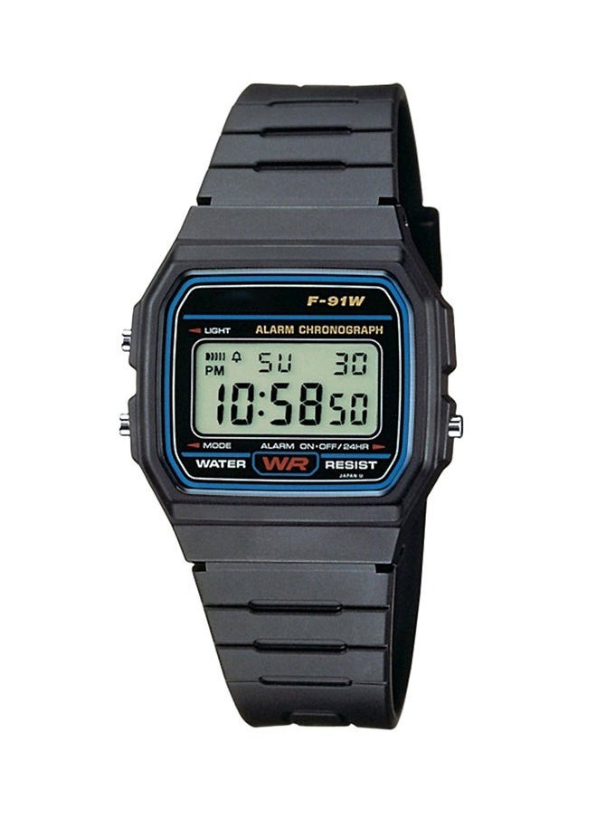 Vintage Resin Digital Watch F-91W-1DG, Men's Classic Quartz Watch with Resin Strap, Multi-Function Sport Watch