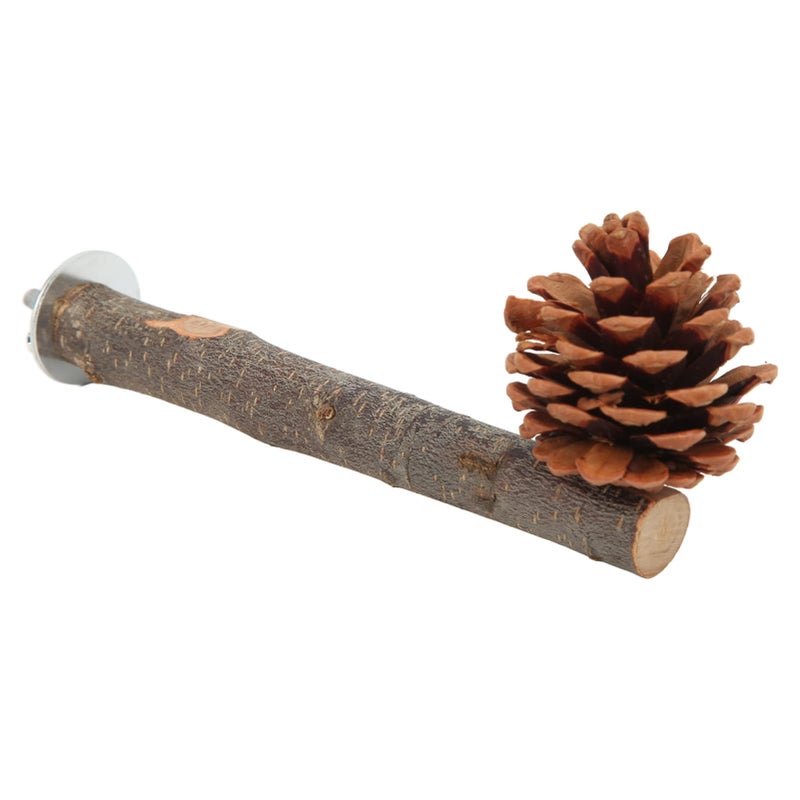 Zerodise180a6xmif 12 Inch Wooden Bird Perch Decorated with Pine Cones for Parrots Cockatoos - Image 5