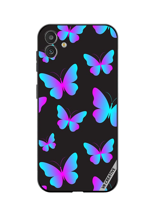 VR CREATIVE Protective Case Cover For Samsung Galaxy F14 Neon Butterflies Seamless Pattern Design Multicolour - Image 1
