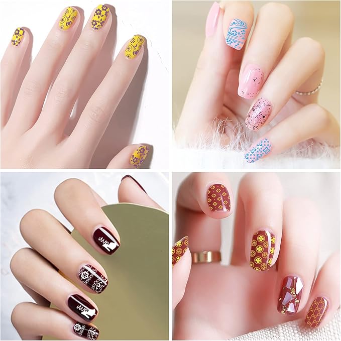 Biutee Nail Stamp Kit with Stamper and Scraper8 Colors Nail Stamping Polish Gel and 12pcs Nail StampNail Template for Nail Salon Designs Nail Image Stamp Plates Manicure Templates Nail Art Tools