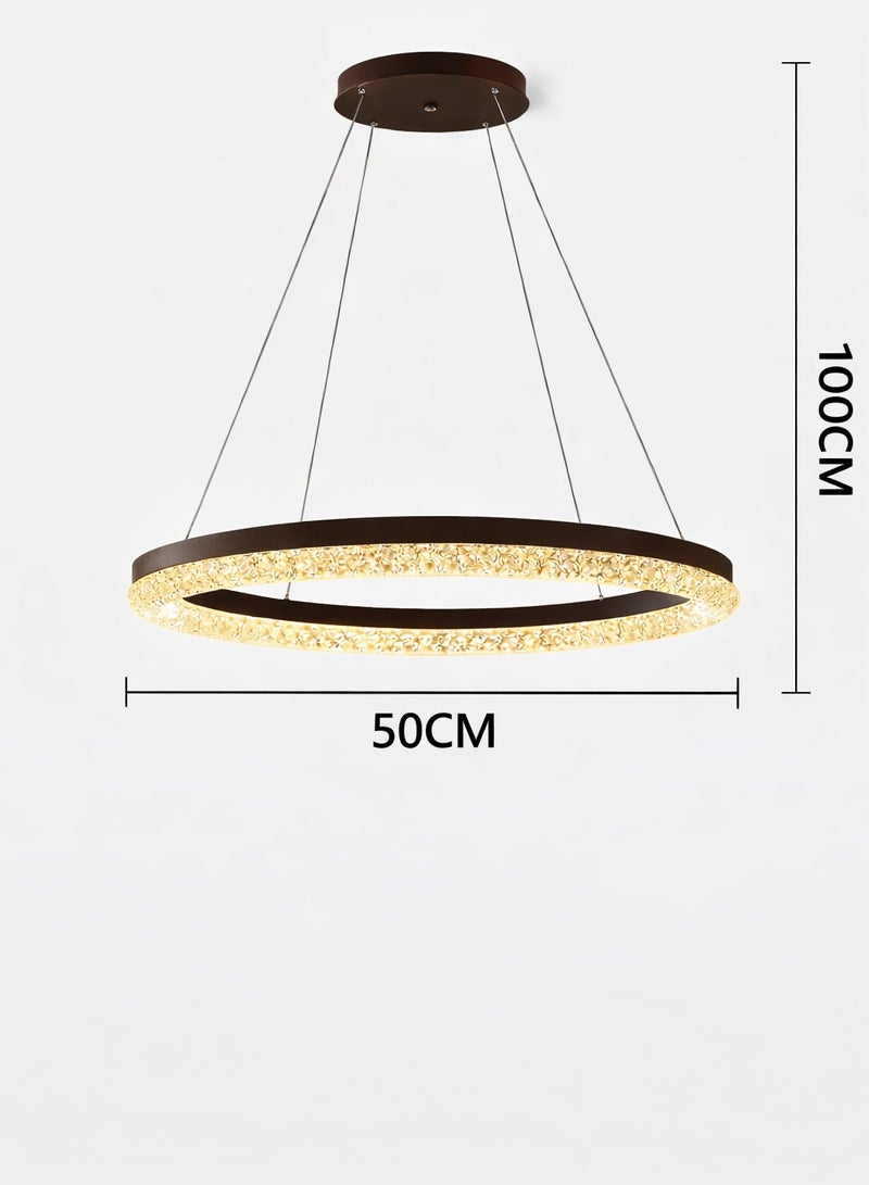 الثريات ثريا LED مودرن 50 سم بتصميم حلقة سوداء كريستال فاخر – نجفة سقف عصرية لغرفة المعيشة والطعام بإضاءة راقية موفرة للطاقة - Image 5