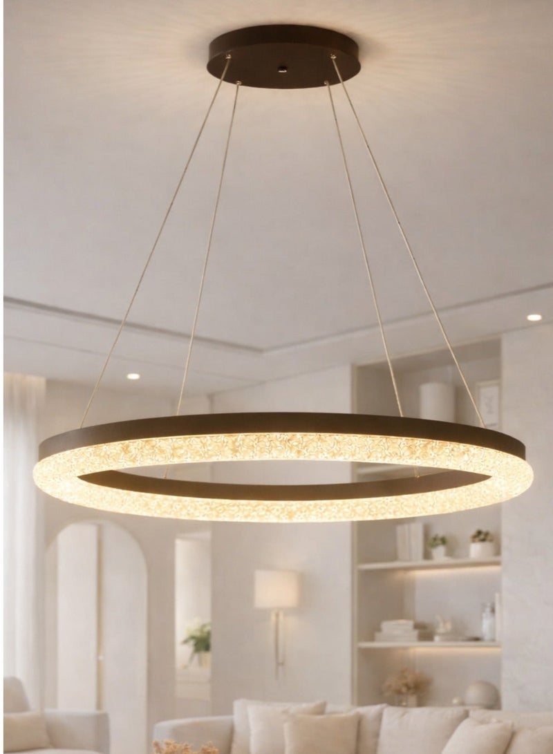 الثريات ثريا LED مودرن 50 سم بتصميم حلقة سوداء كريستال فاخر – نجفة سقف عصرية لغرفة المعيشة والطعام بإضاءة راقية موفرة للطاقة - Image 1