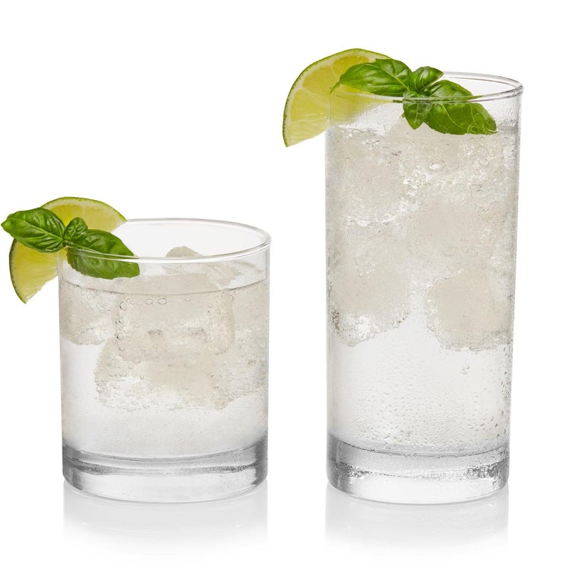 Libbey Province Tumbler and Rocks Glass Set, Elegant Drinkware Glasses Set, Tall Drinking Glasses with Modern Lines, Drinking Glasses Set of 16 - Image 2