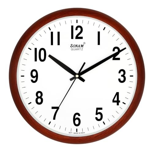 Sonam Step Movement 12 Inches Wall Clock for Home (30.5x30.5 cm_ Maple Wood)(Plastic) - Image 1