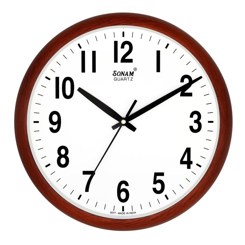 Sonam Step Movement 12 Inches Wall Clock for Home (30.5x30.5 cm_ Maple Wood)(Plastic) - Image 3