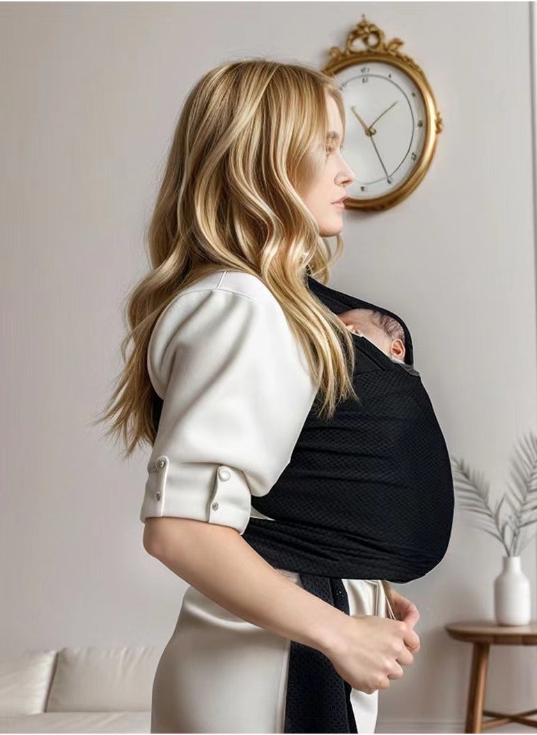 Mmmon - Baby Wrap Carrier,Easy to Wear Infant Carrier Slings,Lightweight Hands Free Baby Sling,Adjustable Baby Carriers for Newborn to Toddler 8-35 lbs(Black) - Image 1